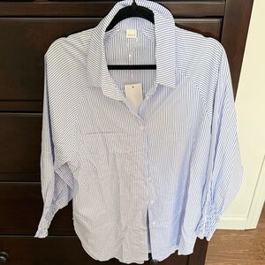 Asvivid Blue and White Striped Button-Up Shirt nwt